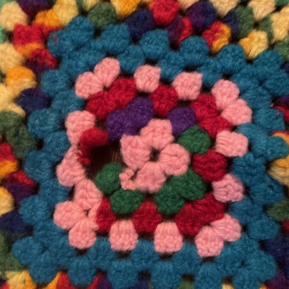 Handmade Granny Afghan Crochet Throw Blanket Multicolor Squares￼ 42x52 - Picture 2 of 3